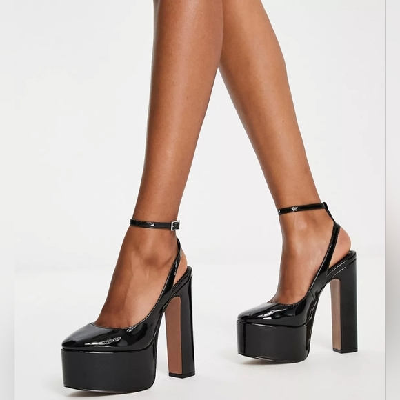 NEW Asos Design Womens Pronto Platform High Heeled Shoes, Sz 7, Black - Picture 3 of 5